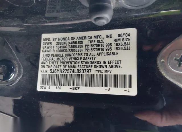 5J6YH27574L023797 2004 2004 Honda Element- EX 9