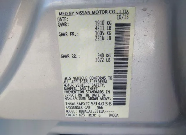 1N4AL3APXFC594036 2015 2015 Nissan Altima- 2-5 9