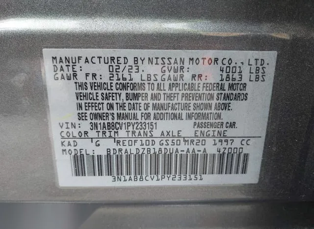 3N1AB8CV1PY233151 2023 2023 Nissan Sentra- Sv Xtronic Cvt 9