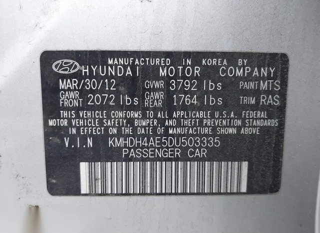 KMHDH4AE5DU503335 2013 2013 Hyundai Elantra- Limited 9