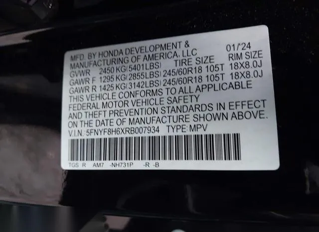 5FNYF8H6XRB007934 2024 2024 Honda Passport- Awd Trailsport 9