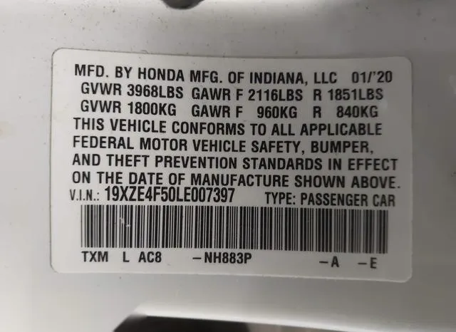 19XZE4F50LE007397 2020 2020 Honda Insight- EX 9