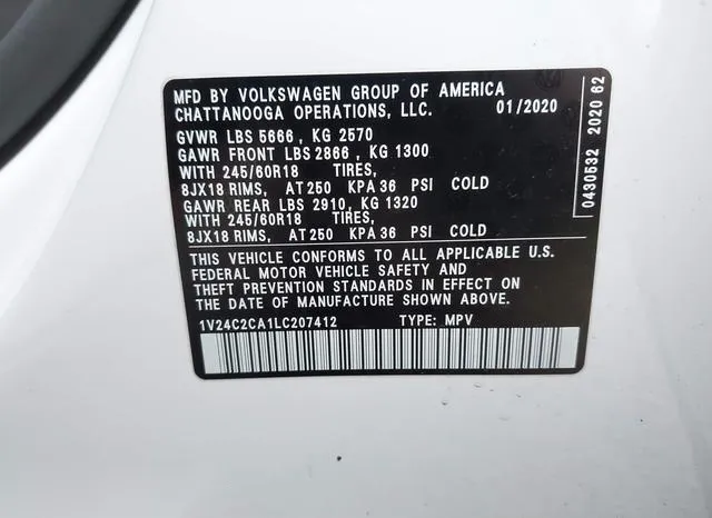 1V24C2CA1LC207412 2020 2020 Volkswagen Atlas- Cross Sport 2 9