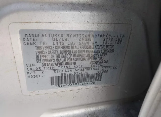 3N1AB7AP0DL664670 2013 2013 Nissan Sentra- SV 9