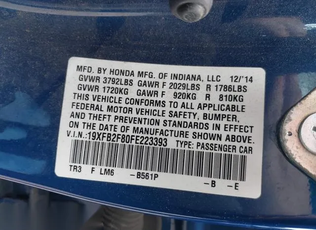 19XFB2F80FE223393 2015 2015 Honda Civic- EX 9