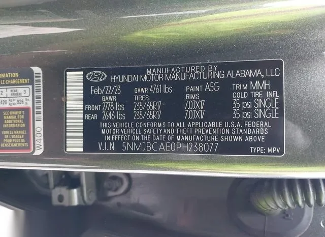 5NMJBCAE0PH238077 2023 2023 Hyundai Tucson- Sel 9