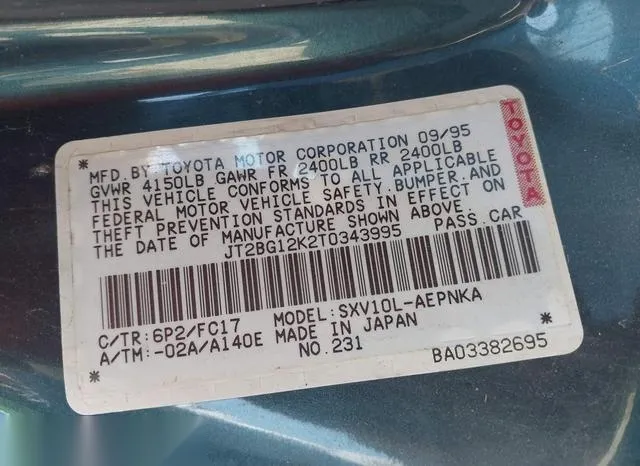 JT2BG12K2T0343995 1996 1996 Toyota Camry- Dx/Le/Xle 9