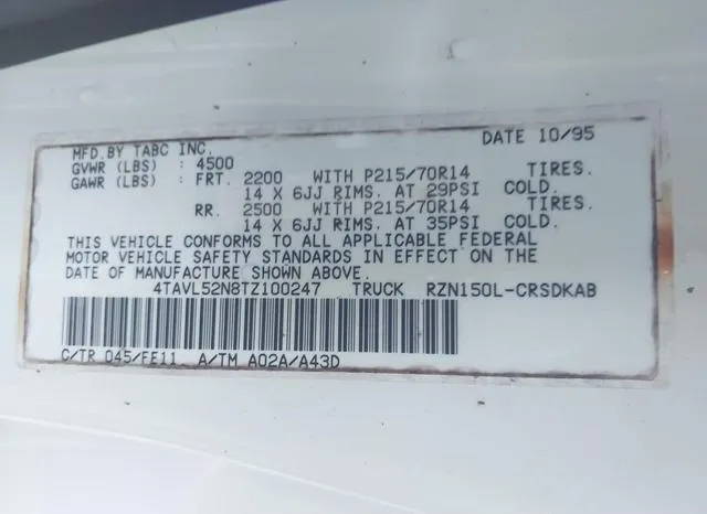 4TAVL52N8TZ100247 1996 1996 Toyota Tacoma- Xtracab 9