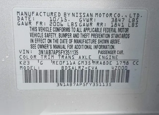 3N1AB7AP5FY351135 2015 2015 Nissan Sentra- SR 9