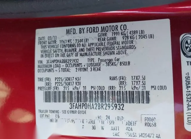 3FAHP0HA2BR295932 2011 2011 Ford Fusion- SE 9