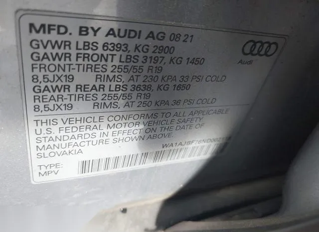 WA1AJBF76ND002119 2022 2022 Audi Q7- Premium 45 Tfsi Quattr 9