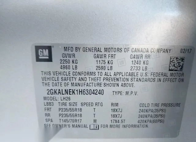 2GKALNEK1H6304240 2017 2017 GMC Terrain- Sle-2 9