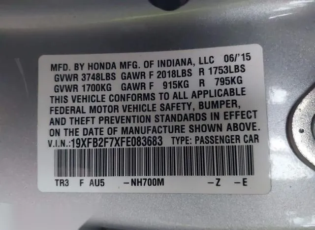 19XFB2F7XFE083683 2015 2015 Honda Civic- SE 9