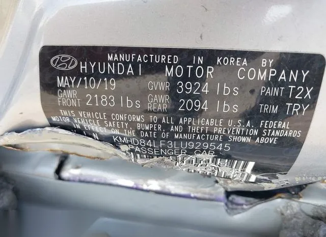 KMHD84LF3LU929545 2020 2020 Hyundai Elantra- Value Edition 9