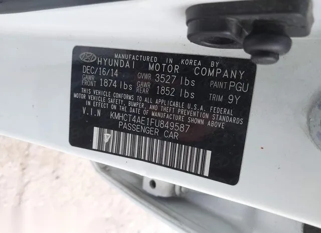 KMHCT4AE1FU849587 2015 2015 Hyundai Accent- Gls 9