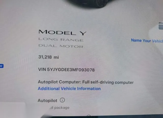 5YJYGDEE3MF093078 2021 2021 Tesla Model Y- Long Range Dual 7