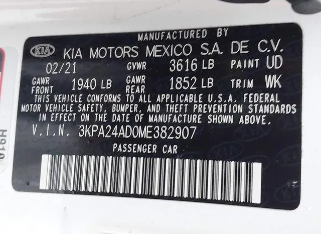 3KPA24AD0ME382907 2021 2021 KIA Rio- S 9