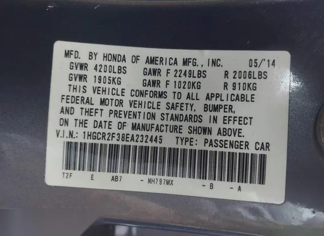 1HGCR2F38EA232445 2014 2014 Honda Accord- LX 9