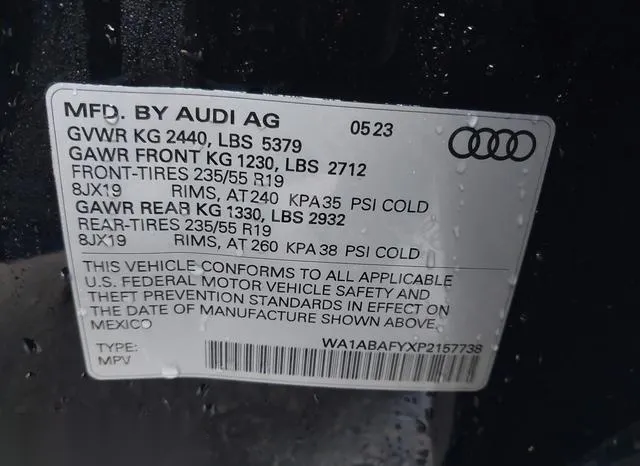 WA1ABAFYXP2157738 2023 2023 Audi Q5- Premium 40 Tfsi Quattr 9