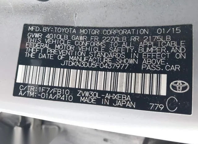 JTDKN3DU5F0437977 2015 2015 Toyota Prius- Two 9