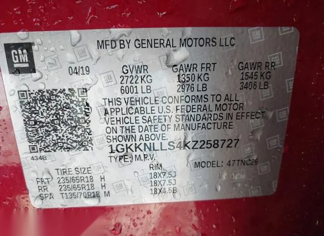 1GKKNLLS4KZ258727 2019 2019 GMC Acadia- Sle-2 9