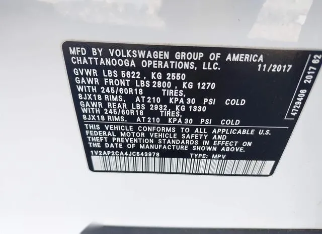 1V2AP2CA4JC543978 2018 2018 Volkswagen Atlas- 2-0T S 9