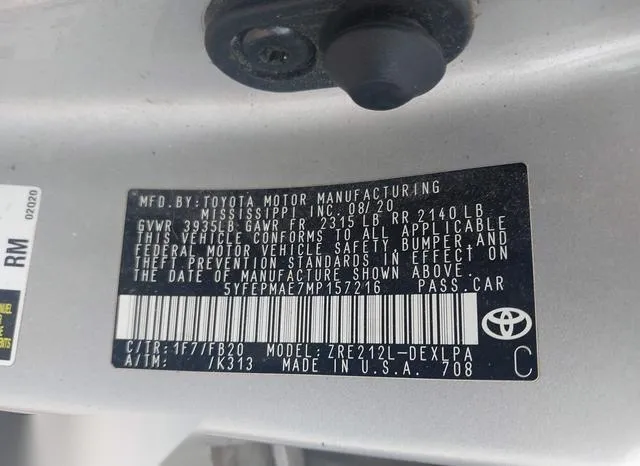 5YFEPMAE7MP157216 2021 2021 Toyota Corolla- LE 9