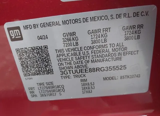 3GTUUEE88RG355525 2024 2024 GMC Sierra- 1500 4Wd  Standard 9