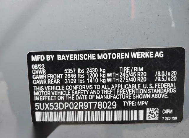 5UX53DP02R9T78029 2024 2024 BMW X3- Xdrive30I 9