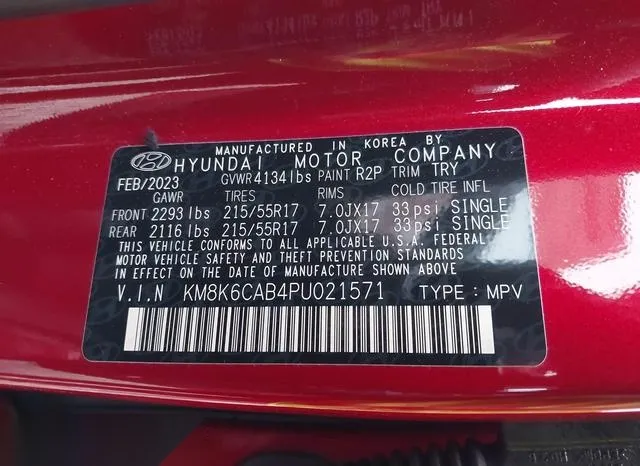 KM8K6CAB4PU021571 2023 2023 Hyundai Kona- Sel 9