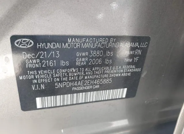 5NPDH4AE2EH465885 2014 2014 Hyundai Elantra- SE 9