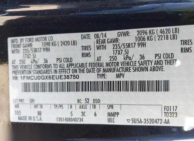 1FMCU0GX6EUE38750 2014 2014 Ford Escape- SE 9