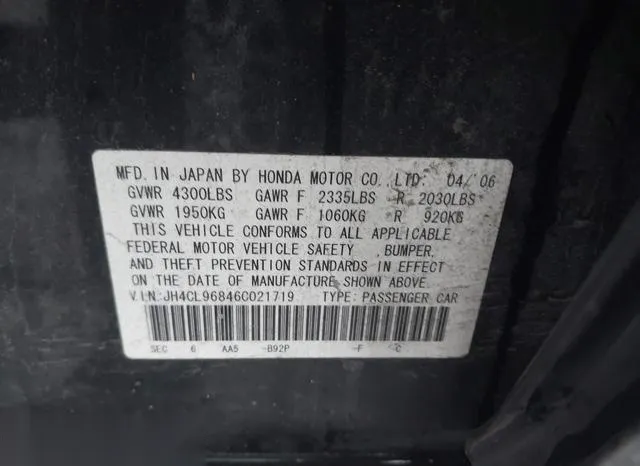 JH4CL96846C021719 2006 2006 Acura TSX 9