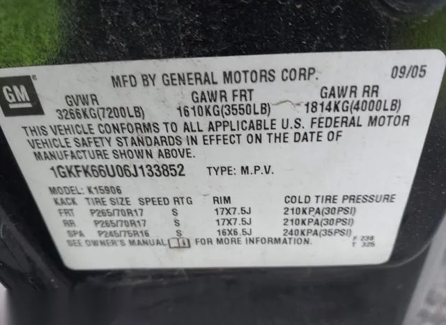 1GKFK66U06J133852 2006 2006 GMC Yukon- Xl Denali Denali 9