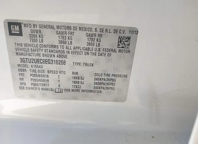 3GTU2UEC8EG316268 2014 2014 GMC Sierra- 1500 Sle 9