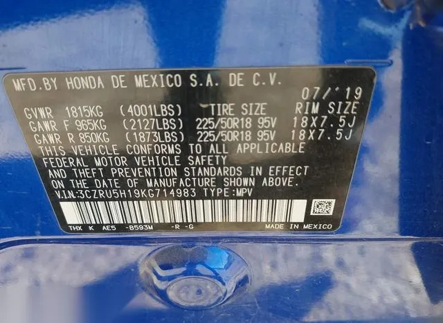 3CZRU5H19KG714983 2019 2019 Honda HR-V- Sport 9