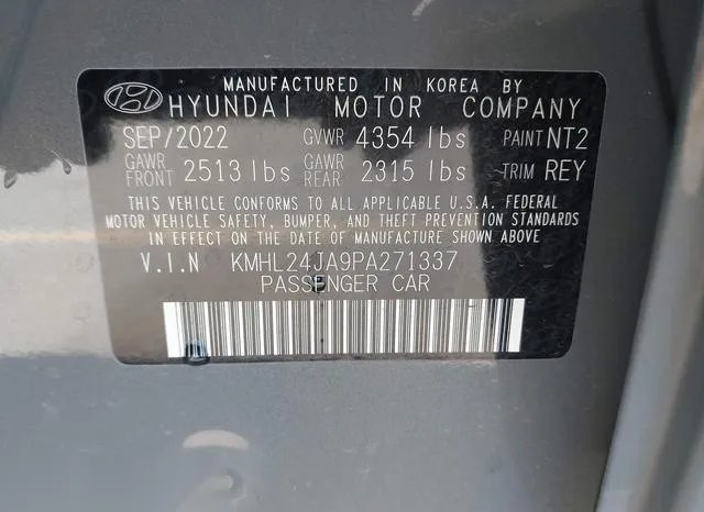 KMHL24JA9PA271337 2023 2023 Hyundai Sonata- SE 9