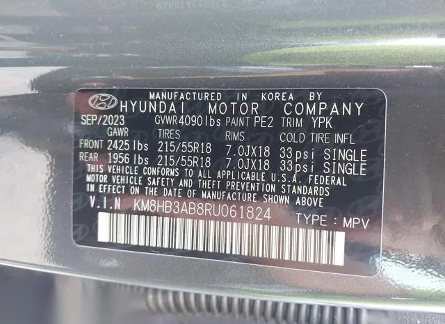 KM8HB3AB8RU061824 2024 2024 Hyundai Kona- Sel 9