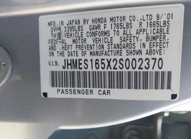 JHMES165X2S002370 2002 2002 Honda Civic- LX 9