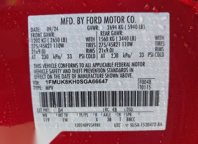 1FMUK8KH0SGA66647 2025 2025 Ford Explorer- St-Line 9