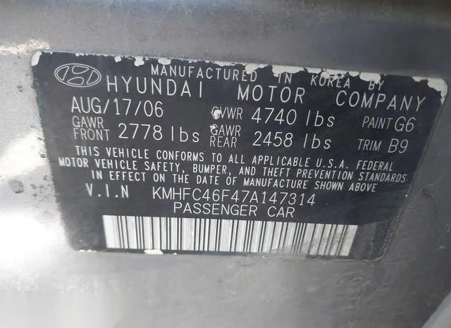 KMHFC46F47A147314 2007 2007 Hyundai Azera- Limited/Se 9