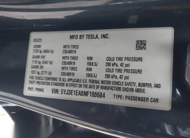 5YJ3E1EA8NF188684 2022 2022 Tesla Model 3- Rear-Wheel Drive 9