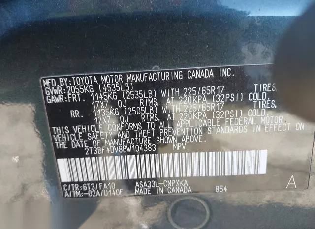 2T3BF4DV8BW104383 2011 2011 Toyota RAV4 9