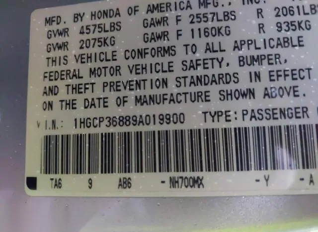 1HGCP36889A019900 2009 2009 Honda Accord- 3-5 Ex-L 9