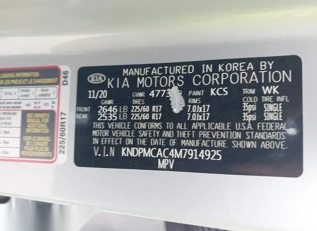 KNDPMCAC4M7914925 2021 2021 KIA Sportage- LX 9