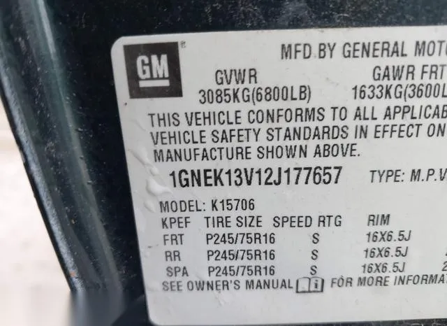 1GNEK13V12J177657 2002 2002 Chevrolet Tahoe- K1500 9