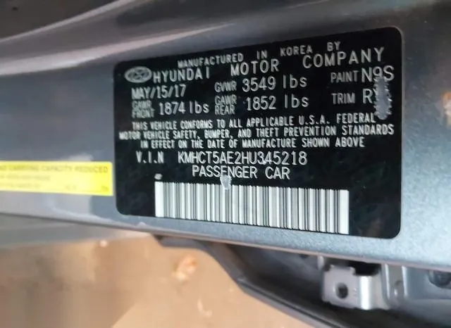 KMHCT5AE2HU345218 2017 2017 Hyundai Accent- SE 9