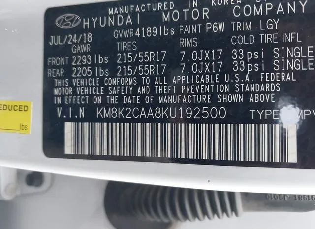 KM8K2CAA8KU192500 2019 2019 Hyundai Kona- Sel 9