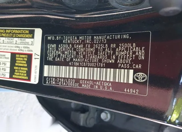 4T1BK1EB7DU021781 2013 2013 Toyota Avalon- Xle 9