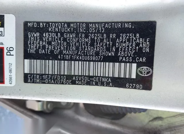 4T1BF1FK4DU698077 2013 2013 Toyota Camry- LE 9